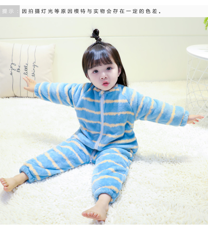 Bộ đồ ngủ bé gái flannel mùa đông 0-3-4 tuổi bé cộng với bộ jumpsuit nhung dày cho bé 2 bé gái phục vụ tại nhà bodysuit cho bé sơ sinh