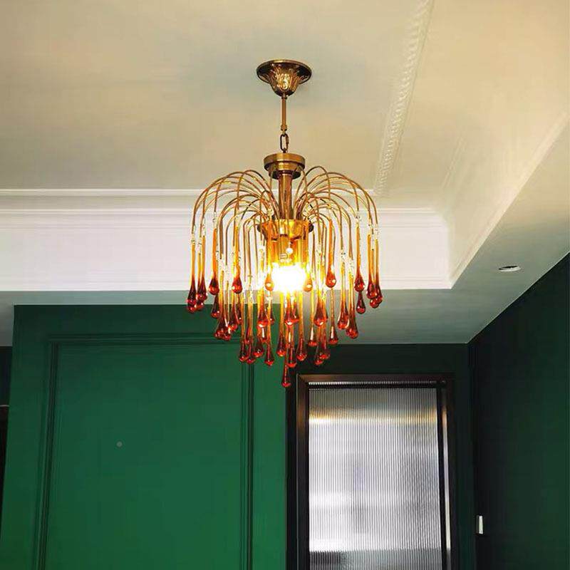 Creative Crystal Chandelier in Retro European French Style for Dining Room, Luxury Foyer, Children's Bedroom, and Cloakroom, Model 725 Water Drop Pendant Light