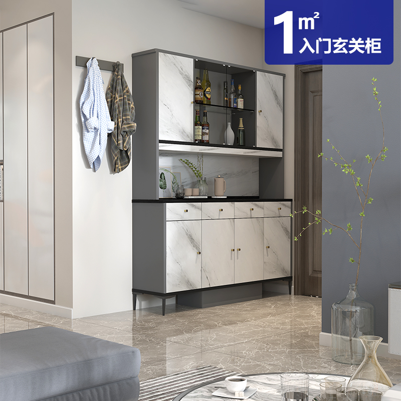 Modern minimalist dining cabinet Living room leaning against wall storage Dining room Dining Room Light Lavish Wine Cabinet Imitation Marble Kitchen Bowl Tray Cabinet