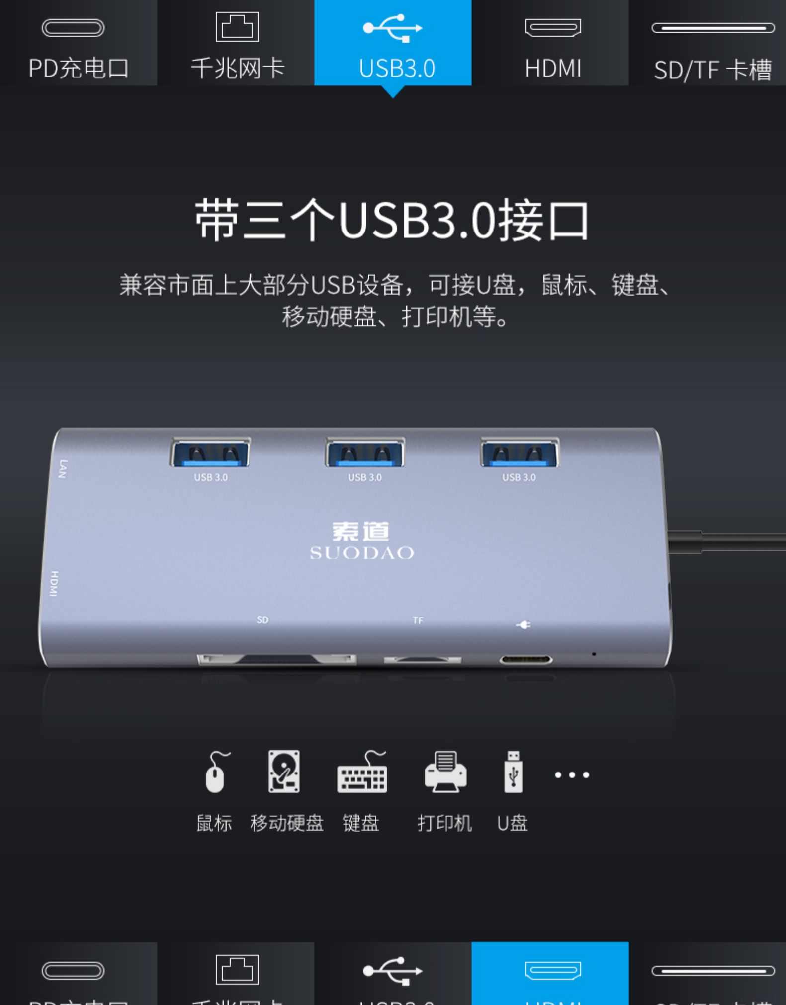 Táo máy tính xách tay loại-c docking station usb-c mở rộng bến tàu HDMI Huawei mate10 P20 điện thoại bộ chuyển đổi MacBookPro đa giao diện phụ kiện thẻ chuyển đổi Sét 3 - USB Aaccessories đèn cắm usb