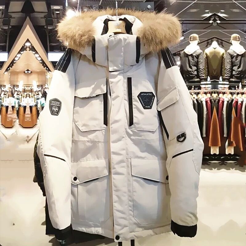 Korean Runningman Style Workwear Outdoor Loose down Jacket for Women, Couple Parka for Men, Mid-Length Thickened Version
