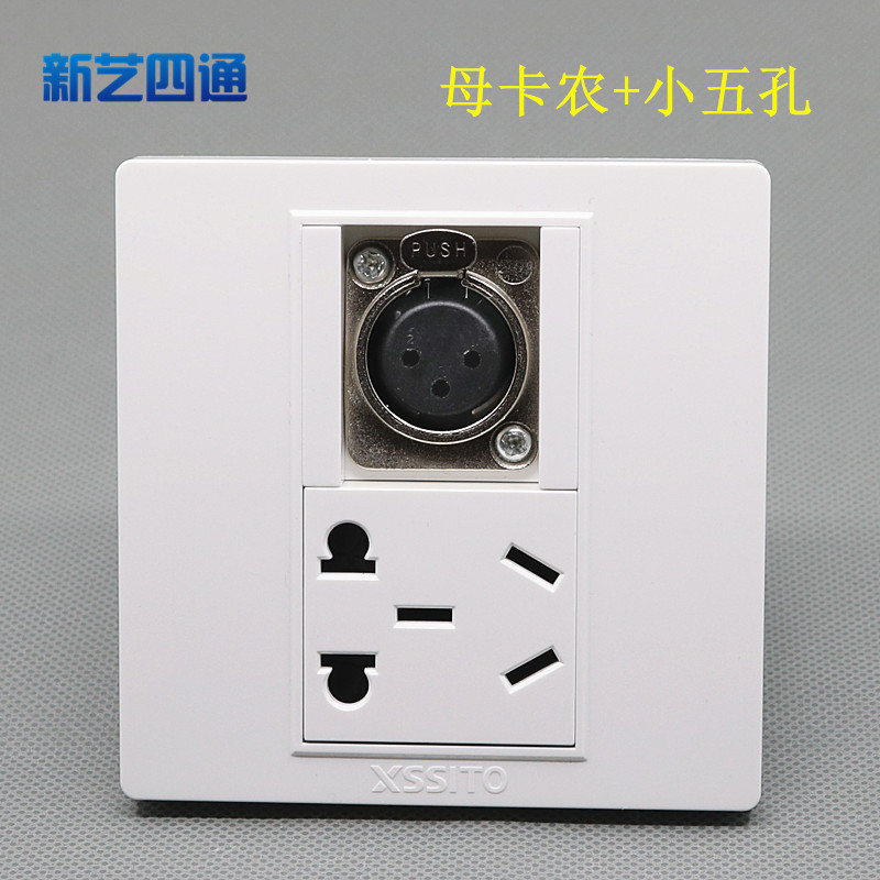 Male and female Canon digital microphone plug Conference room audio with three-pin power speaker wall panel socket