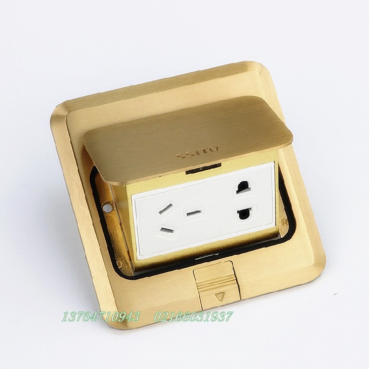 Full copper waterproof ground socket Five holes Six holes 10A16A multifunction Home Pop-up Ground Jack