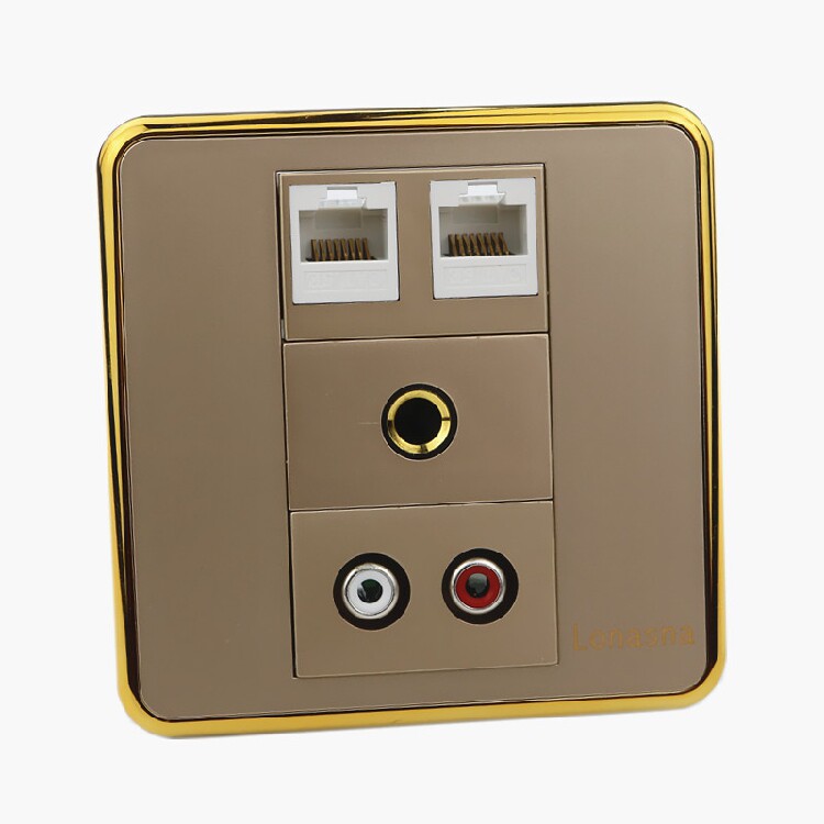 Lonasna champagne gold panel free of welding double holes integrated web phone Lotus microphone microphone wall socket