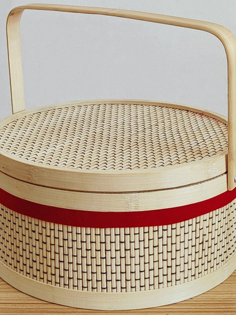 Bamboo Woven Zongzi and Mooncake Bamboo Basket Gift Box Packaging Fruit Yellow Peach Bayberry Crab Pastry Box Souvenir Gift Box Bamboo Basket
