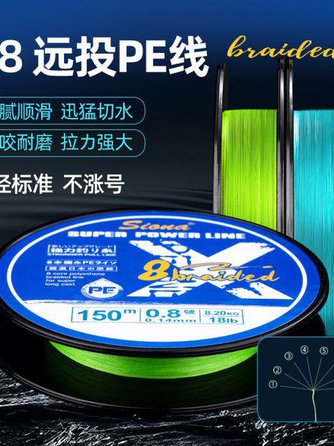 Top grid PE line 8 braided super smooth and wear-resistant lure long-range anchor fish strong pull fishing line main line non-increasing number fishing gear