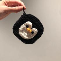 Douyin same lipstick bag cute penguin cartoon handmade knitted coin bag coin purse coin bag