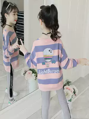 Children's sweater 2021 autumn new girls long-sleeved top spring and autumn new Korean version of the big children's fashion trend clothes