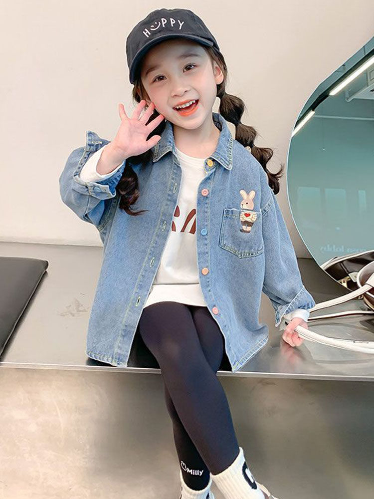 Детская джинсовая рубашка  女童牛仔衬衫秋季2025新款儿童外套春秋洋气衬衣百搭女宝宝上衣潮 OTHER