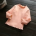 Áo thun bé gái dày 2018 thu đông mới quần áo trẻ em cho bé ấm áp cộng với áo nhung đáy dài tay áo thủy triều