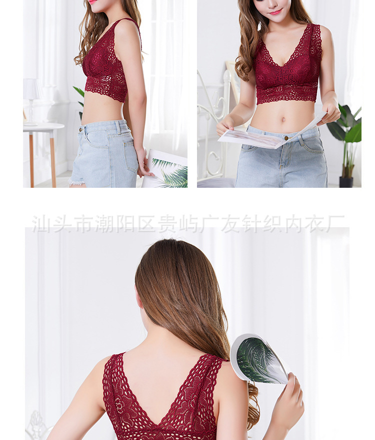 Rượu mới màu đỏ yếm quần lót ống hàng đầu ren làm đẹp trở lại bọc ngực dưới chống phụ nữ với miếng đệm ngực áo lót trẻ em