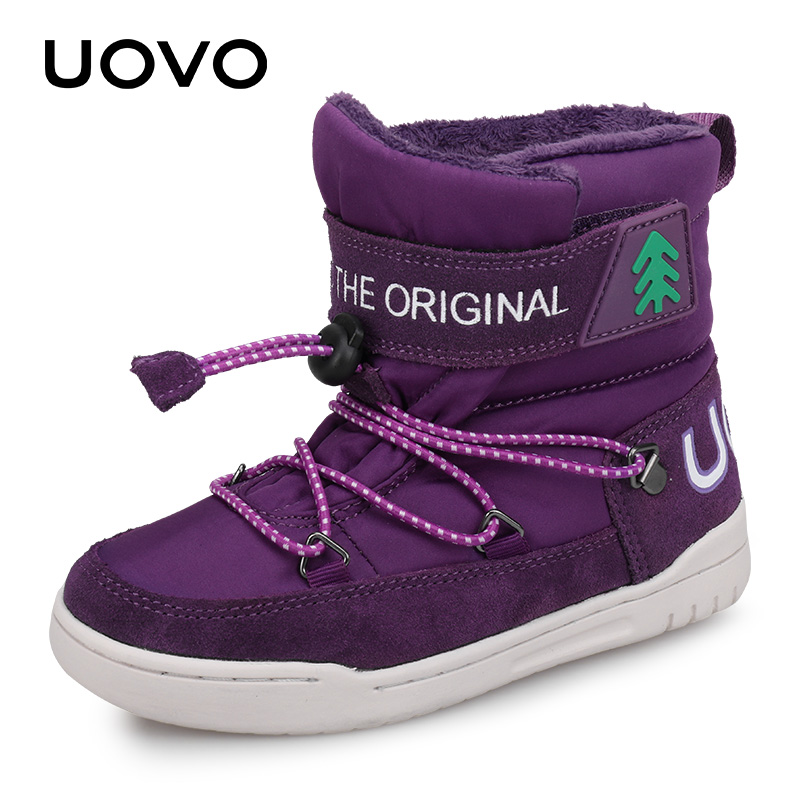 Purple ElasticUOVO children Boots male 2020 new pattern winter Boy Snow cotton boots Small Eldest child Autumn and winter girl Short boots tide