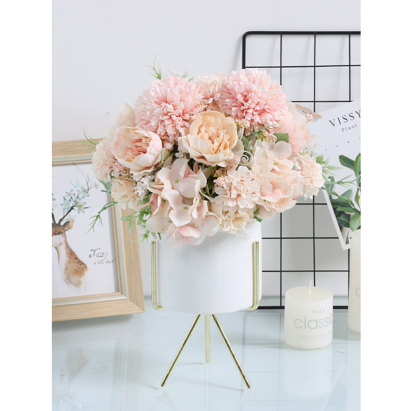 Hydrangea simulation bouquet fake flower living room decoration plastic decorative flower flower arrangement small fresh anti-real flower vase