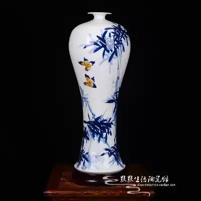 Jingdezhen blue and white ceramic vase master hand-painted beauty bottle living room home countertop decoration flower arrangement ornaments