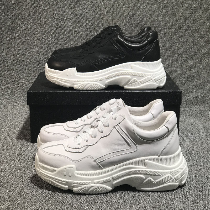 European station leather thick-soled dad shoes women's 2022 spring new hundred small white shoes women's cake casual sports shoes trend