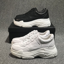 European Station Genuine Leather Thick Bottom Old Daddy Shoes Women 2022 Spring New 100 Little White Shoes Women Pine Pastry Casual Sneakers Boom