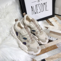 Europe Station Old Daddy Shoes Woman 2019 Winter new thick bottom ins Shoes Mesh Red Lamb Wool Garneled Cotton Shoes Sport