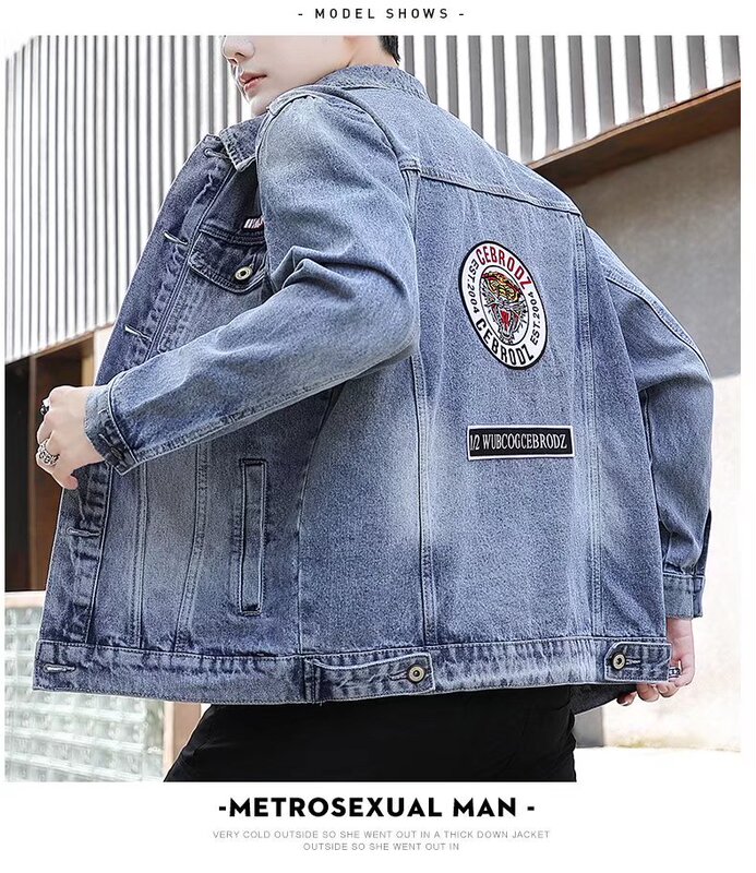 New ins Embroidered Casual Denim Jacket for Men, Trendy Brand, Cool Style, Spring and Autumn Workwear Jacket, Trendy Top