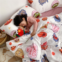 Ins Nordic cute cartoon Sesame Street cotton four-piece cotton quilt cover sheets bedding 1 2m1 5m1 8
