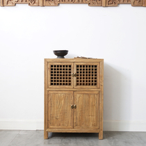 Elm furniture retro sideboard Chinese porch cabinet solid wood locker side cabinet antique cabinet antique cabinet Zen door Hall Cabinet