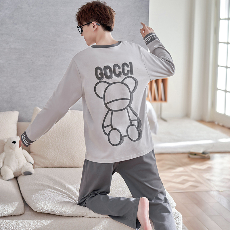 Pajamas for Boys in Spring and Autumn, Pure Cotton, Long-Sleeved, Thin Style, Summer, Teenagers, Junior High School Students, Older Children, Men's Home Wear Set Pajamas for Boys in Spring and Autumn, Pure Cotton, Long-Sleeved, Thin Style, Summer, Teenagers, Junior High School Students, Older Children, Men's Home Wear Set