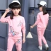 Quần áo trẻ em cho bé gái mùa thu 2016 Mới hè Trẻ em dài tay Cotton bé gái Lớn bé trai hai mảnh quần ống rộng cho bé gái Phù hợp với trẻ em