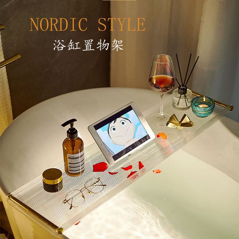 Bathroom Bathtub Storage Rack Acrylic Organizer Shelf Transparent Stand for Bath and Shower Room Bathroom Bathtub Storage Rack Acrylic Organizer Shelf Transparent Stand for Bath and Shower Room