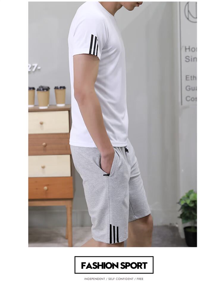Thể thao phù hợp với nam giới mùa hè ngắn tay quần short nam chạy quần áo tập thể dục cộng với phân bón XL thể thao giản dị mùa hè bộ đồ the thao nữ cao cấp
