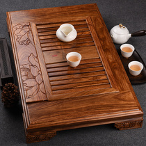 Huanghuali tea tray drawer type solid wood tea table kung fu tea set large drainage tea sea storage tea tray household