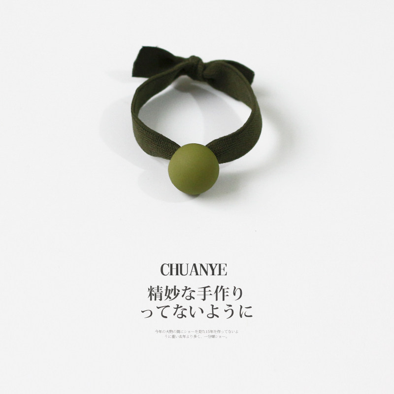Korean head rope female simple wide-brimmed round beads tie head rubber band leather hair ring Autumn and winter fresh tied hair ponytail hair ornaments