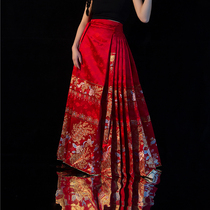 Full amount of gold bottom backing High Makeup Flowers Satin Matt Matt Dress Full of custom