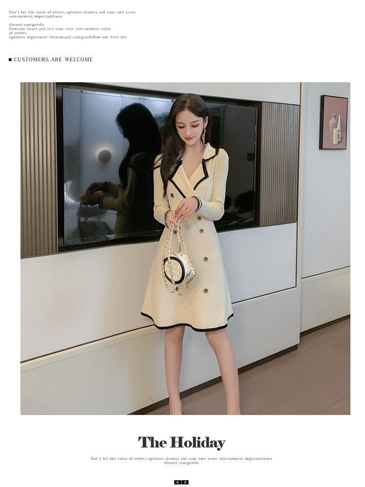 VK旗艦店 韓國風針織裙氣質顯瘦長袖洋裝