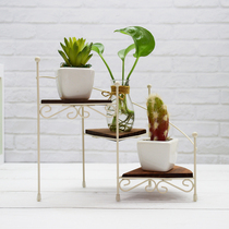 Japanese-style wrought iron creative small three-layer decorative rack home decoration display stand succulent potted desktop flower table
