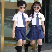 Childrens Navy Army and Air Force Uniforms Kindergarten Primary School Graduation Class Uniforms Chorus Uniforms for Boys and Girls Navy Style Performance Uniforms Summer