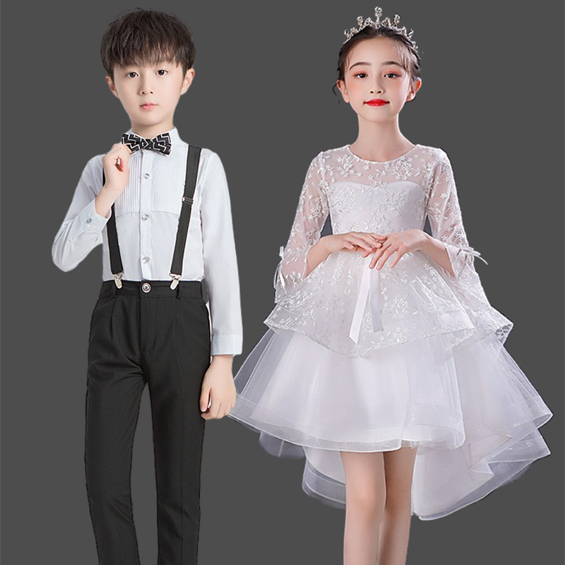 Children's host clothing boys and girls performance clothing flower girl dress wedding skirt kindergarten student class clothing chorus clothing