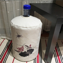 Modern Chinese bottled water pump cotton linen fabric decoration dust cover cover Household living room tea bar lotus