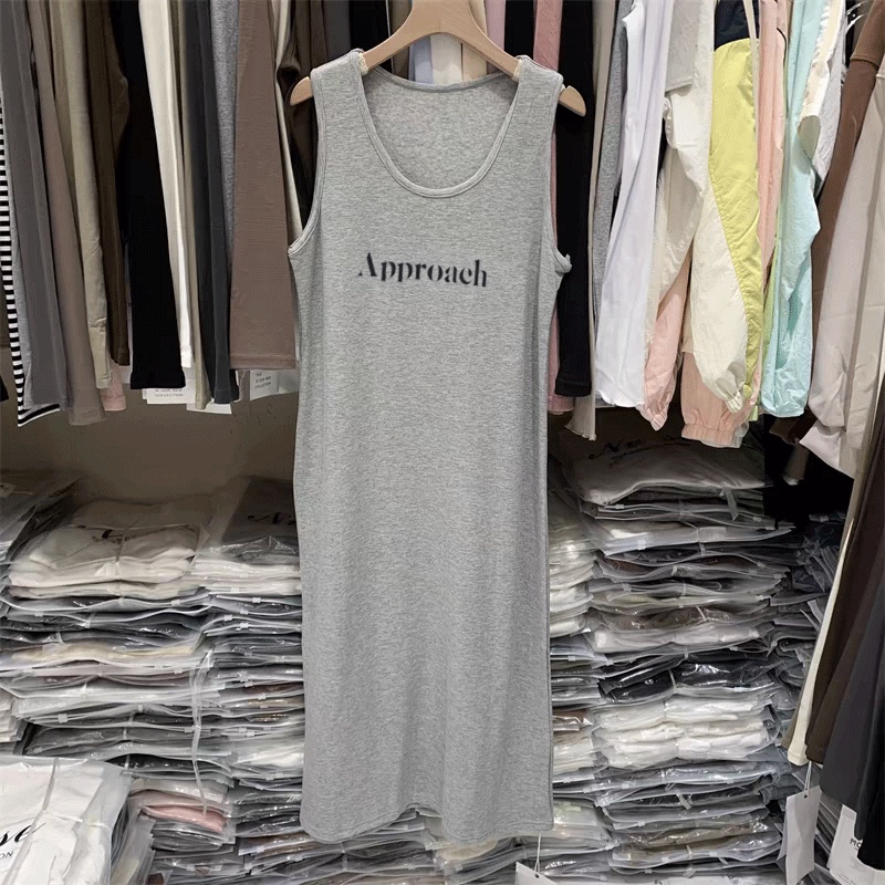 100% Pure Cotton Summer Sleeveless Mid-Length Nightgown for Men, Simple Solid Color Tank Dress, Loose Plus-Size Bathrobe