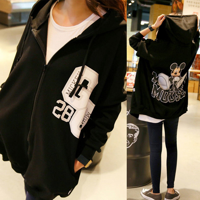 Maternity Spring Wear 2022 New Sweatshirt Hooded Cotton Korean Edition Loose Size Mid-Length Zipper Cardigan Jacket Tide