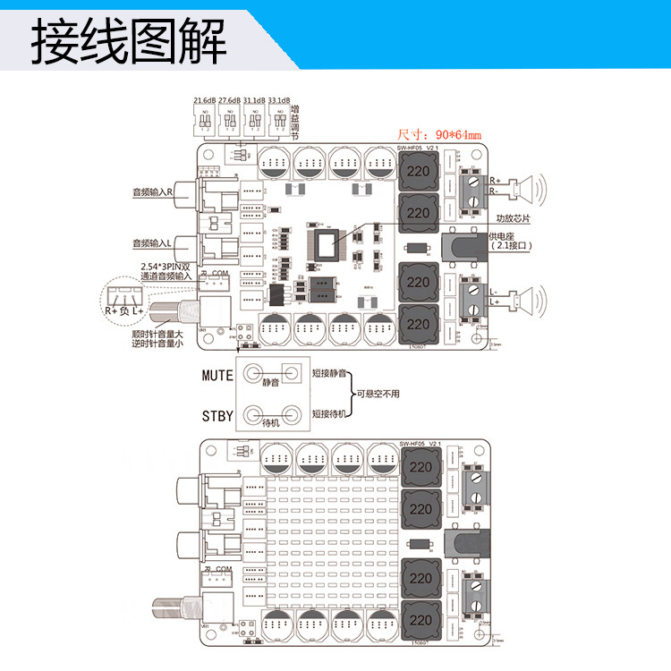 Купить TDA7498 цифровой усилитель панель 2.0 пар канал 2*100W большой ...