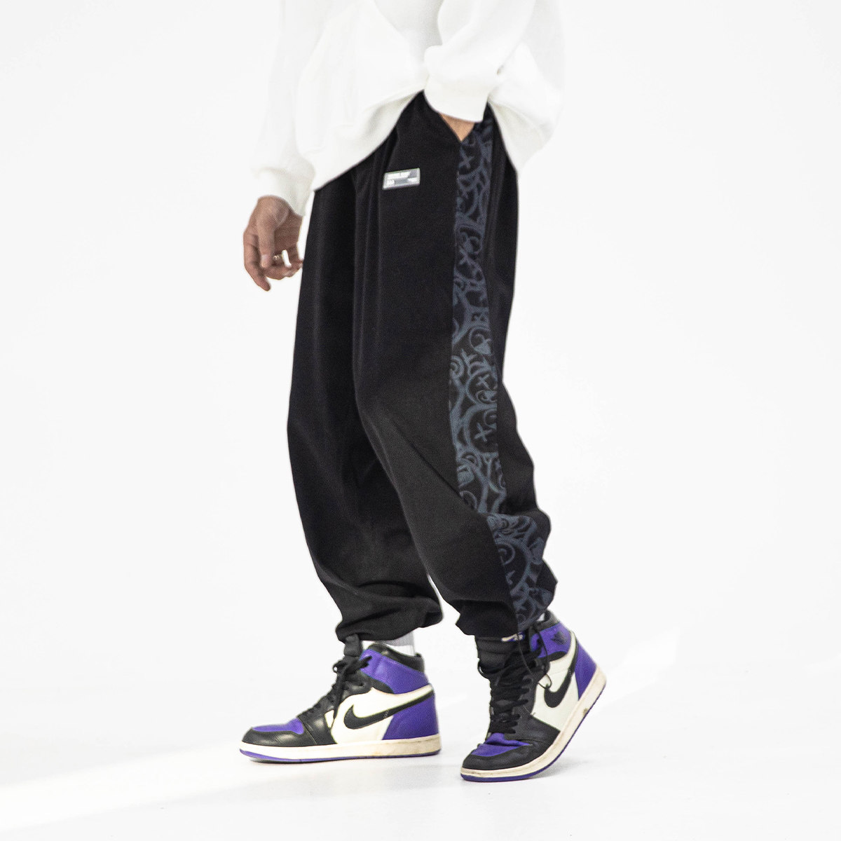 NOAY National Tide Street Tide Brand Hip Hop Graffiti Mosaic Casual Pants Men's Fall Loose Joker Black Bunch Pants