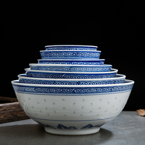 Jingdezhen vintage blue and white exquisite ceramic rice bowl home nostalgic eating bowl noodle bowl commercial custom dessert bowl