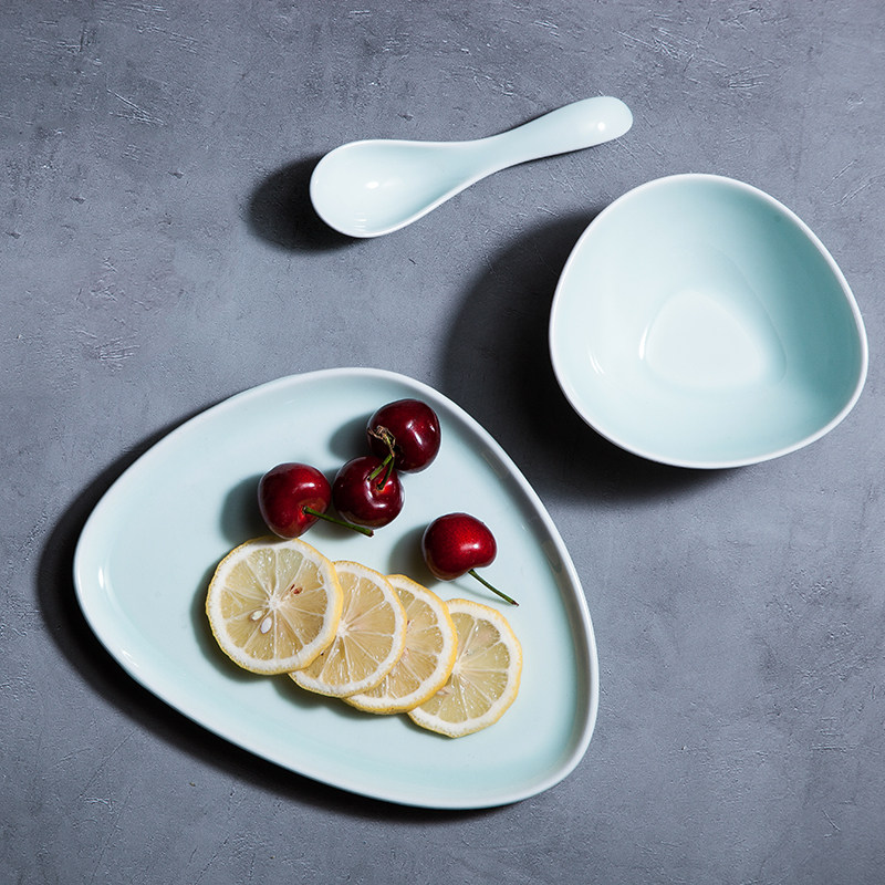 Jingdezhen New Chinese shadow glaze series plate shaped creative plate eats a rice spoon ceramic tableware
