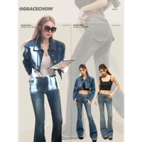 Ретро джинсовая весенняя куртка, короткие штаны, в американском стиле