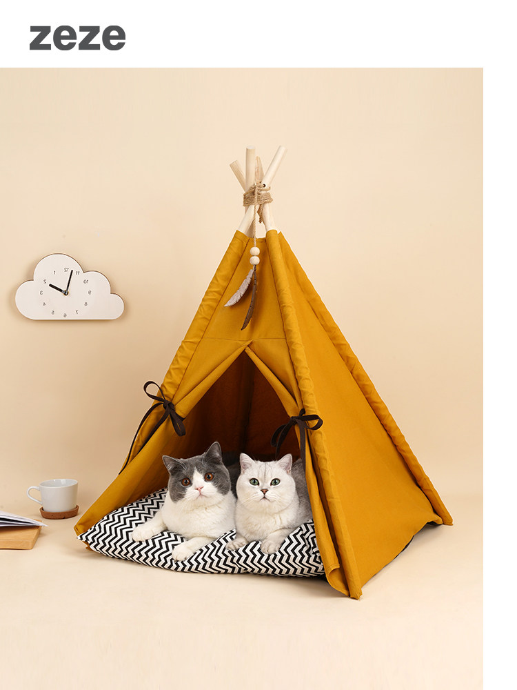 Zeze pet tent sunset yellow cat nest pet house semi-enclosed four seasons universal removable and washable cat supplies
