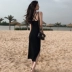 2019 vẻ đẹp mới trở lại váy vest nữ chẻ đôi hoang dã mỏng màu rắn dài váy - Sản phẩm HOT đầm maxi đẹp Sản phẩm HOT
