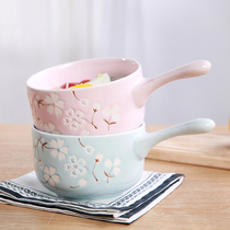 Jade Quan Sakura Breakfast Bowl of Rice Bowl of Soup Bowl of Dirt of Chinese Cereal Milk Foam Bowl to prevent hot