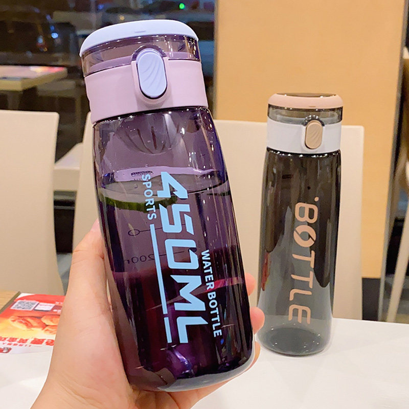 Sports water glass portable fitness woman with tea leak brief about bubble flower tea cup with scale heat-resistant and anti-fall plastic mug