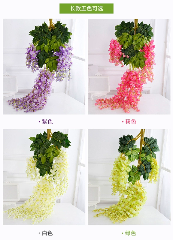 Mô phỏng Wisteria Hoa Bean Bean Chuỗi Violet Nhựa Silk Hoa Trang trí Vine Vine Trần Hoa Wedding Fake Hoa Mây - Hoa nhân tạo / Cây / Trái cây