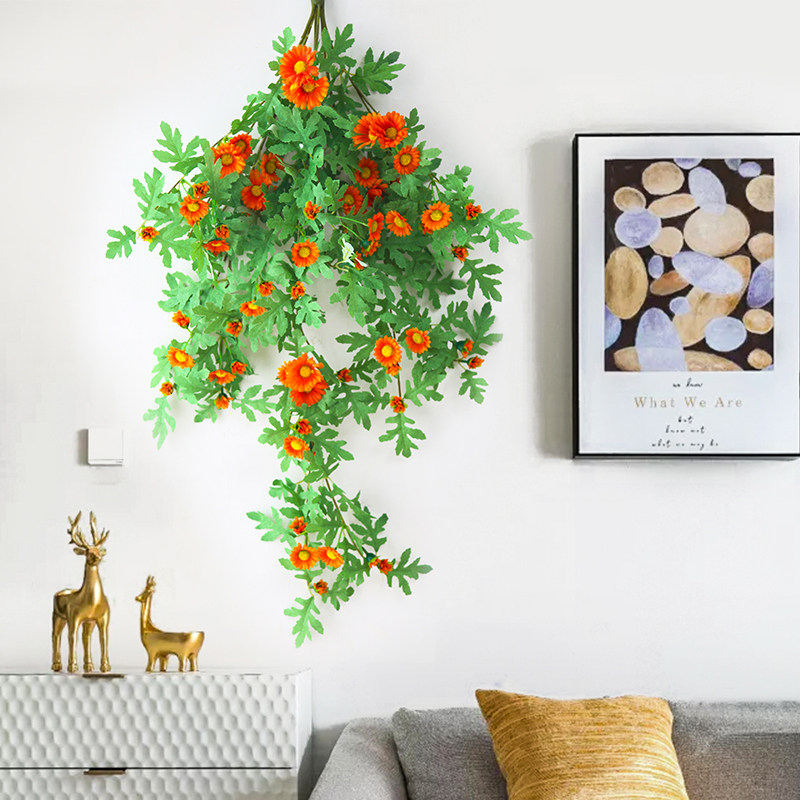 Simulation Flower Vine Daisy Fake Flower Wall-mounted Plant Wall Decoration Furnishing Hanging Wall Sheltering Green Planting Vines Indoor Chandelia