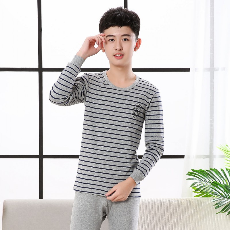 Teen đồ lót phù hợp với cậu bé quần quần áo cotton mùa thu mùa thu mỏng để giữ cho học sinh trung học cơ sở ấm nhấn quần áo mấu chốt đồ ngủ mùa đông.